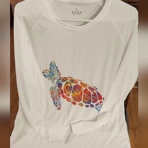 Upf50 Colorful Sea Turtle Design White Pet Fish Shirt